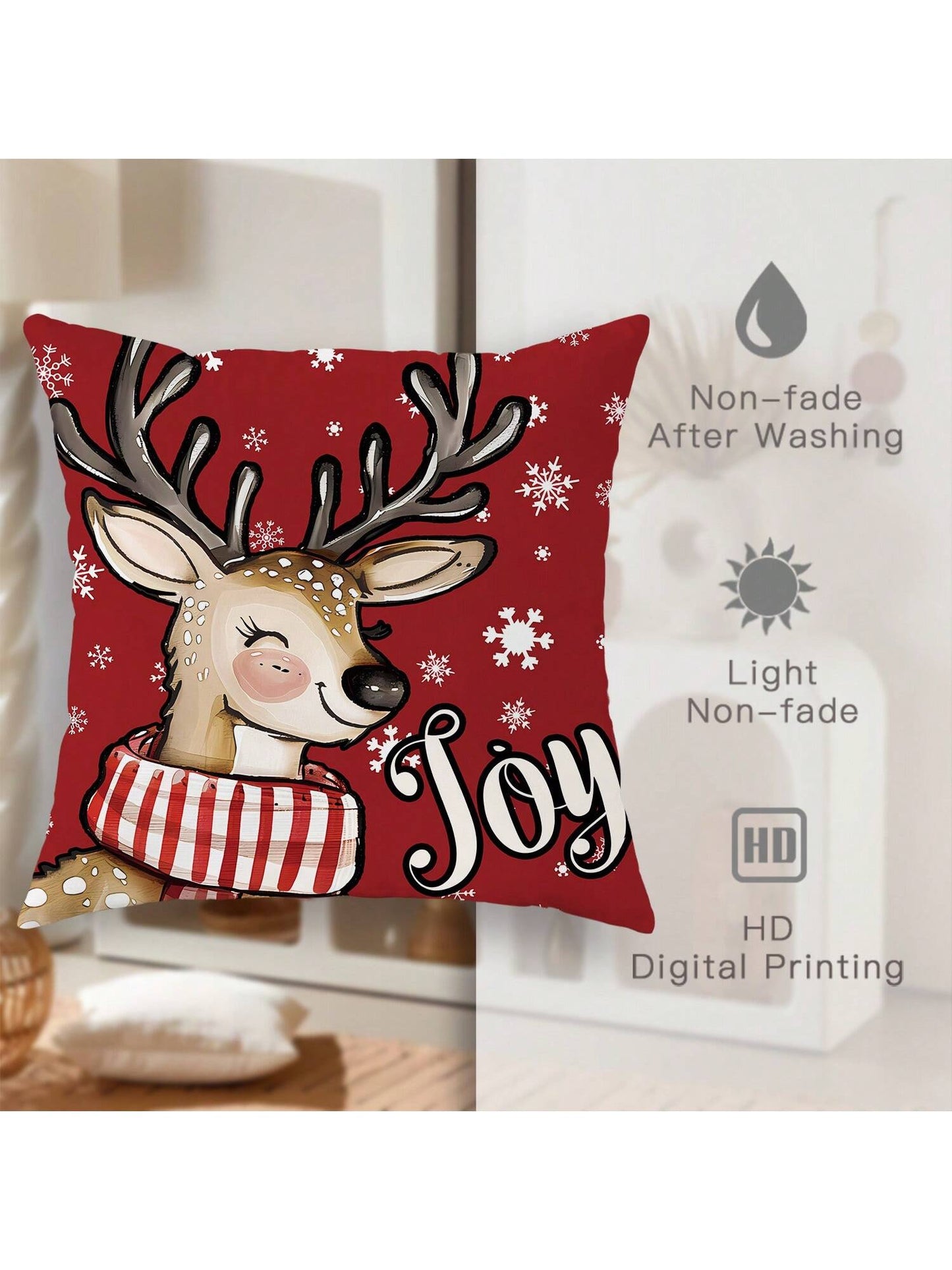 4pcs Velvet Christmas Snowman Christmas Tree Deer Joy Throw Pillow Covers Cute Funny Red Green Cozy Soft Decorative Pillowcases One Sided Printing18in*18in For Winter Xmas In Living Room Bedroom Sofa Bed Decor Without Pillow Inserts Red