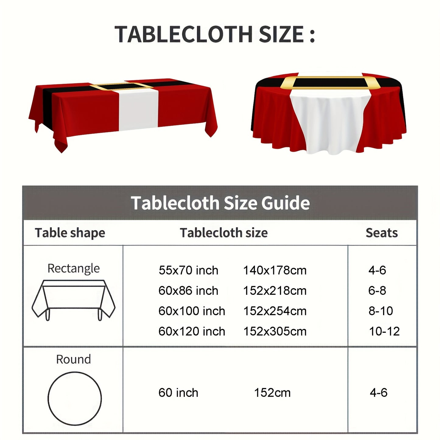 Christmas Holiday Polyester Tablecloth - Festive Santa Graphic Round Table Cover - Durable, Woven, Machine-Made Polyester - Ideal for New Year & Christmas Decorations, Home & Event Design - Great Gift Idea, 1pc
