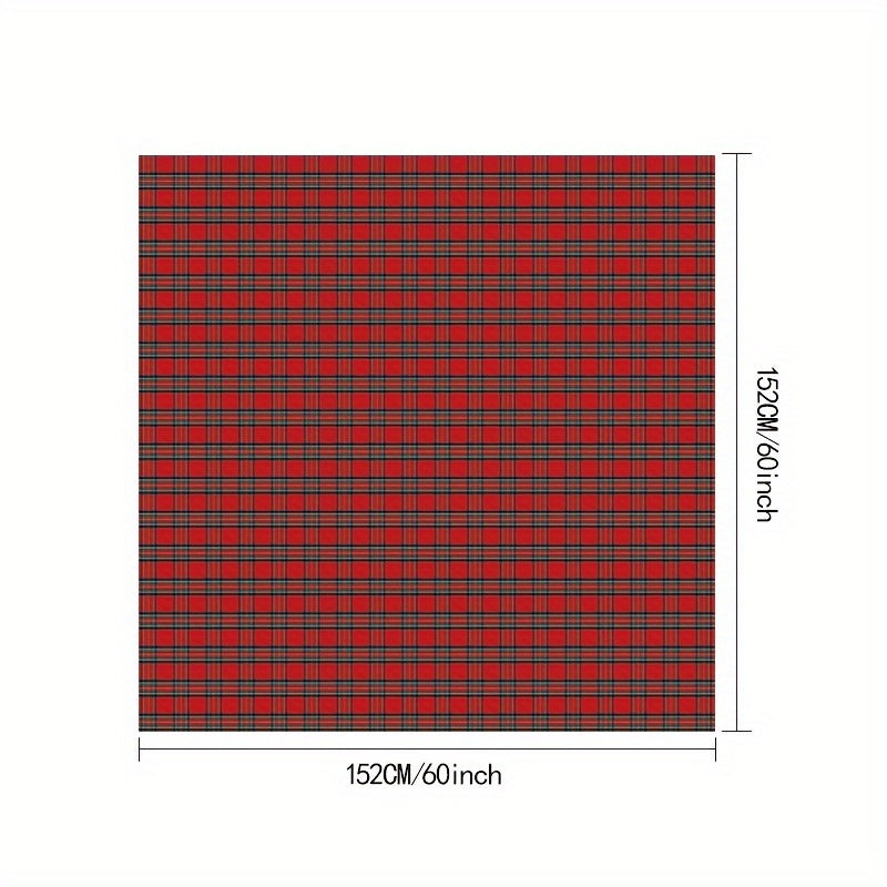 Christmas Plaid Tablecloth - Festive Red & Black Buffalo Check, Polyester - Perfect for Holiday Dining & Decor - For Christmas Parties & Gatherings - Ideal Gift for Home Decor Lovers