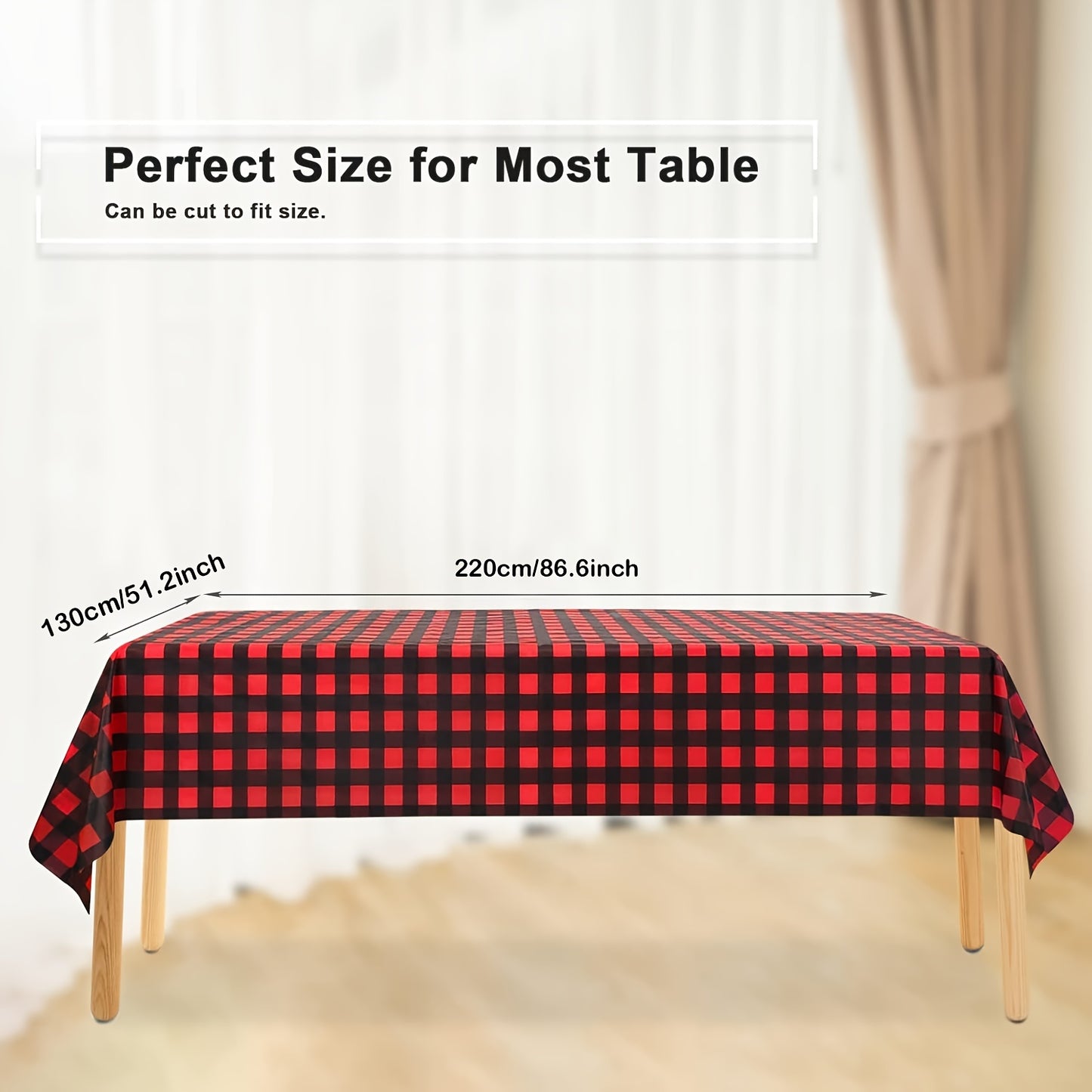1pc Red & Black Plaid Disposable Tablecloth - Waterproof & Stain-Resistant, Perfect for Christmas Family Gatherings & Parties