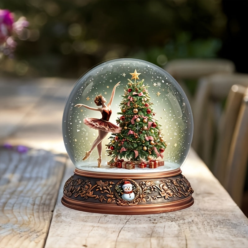 1pc Boho Acrylic Christmas Music Box Snow Globe - Tabletop Rotating Carousel with Santa Theme, Multifunctional Holiday Decor for Home and Office, Ideal Christmas Gift