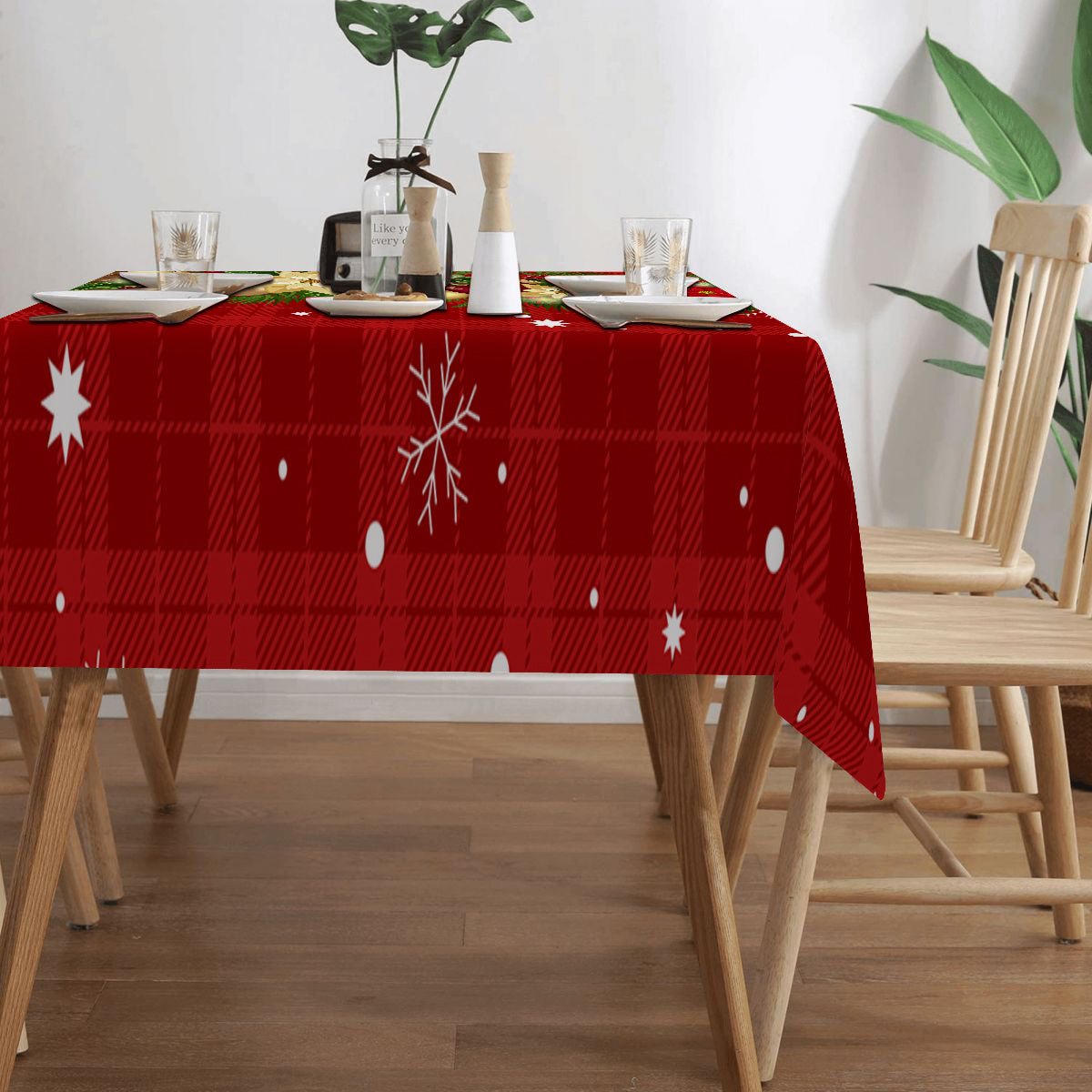 1pc, Simple And Minimalist Christmas Dining Tablecloth, Dust-proof And Easy to Clean, Holiday Gatherings Both Indoors And Outdoors