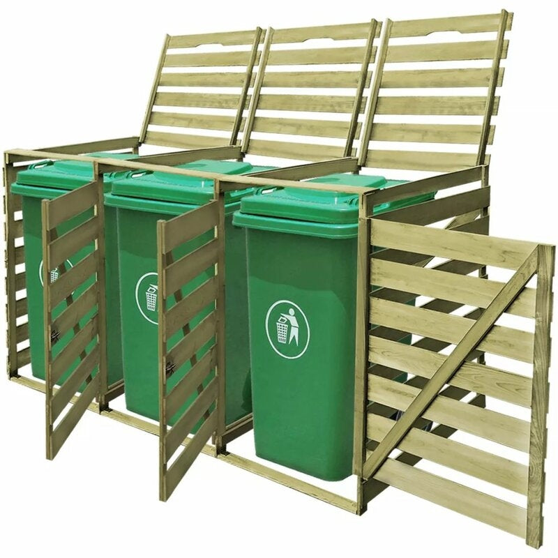 7 ft. W x 3 ft. D Solid Wood Horizontal Garbage Shed