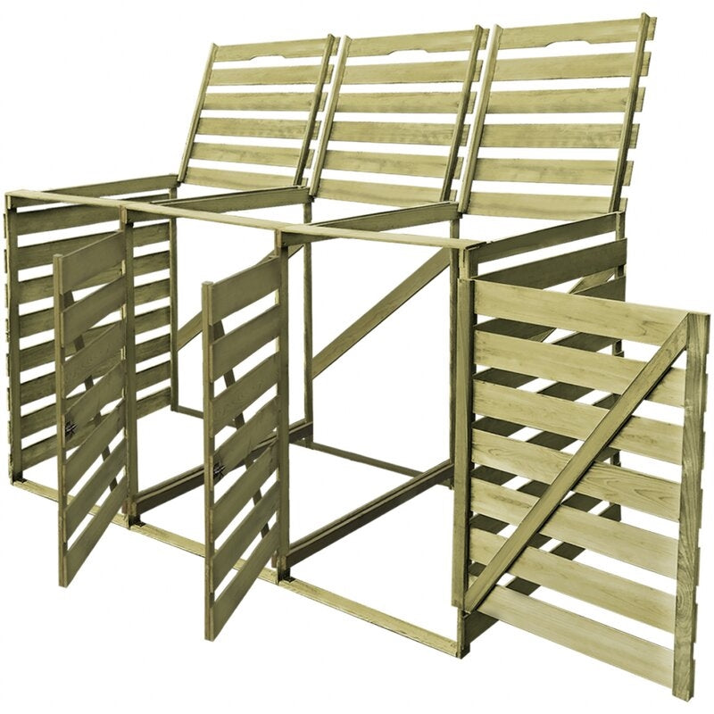 7 ft. W x 3 ft. D Solid Wood Horizontal Garbage Shed