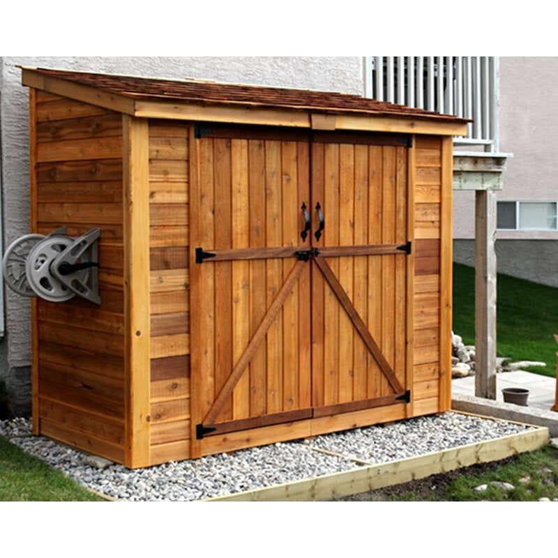 SpaceSaver 8 ft. W x 4 ft. D Solid Wood Lean-To Tool Shed