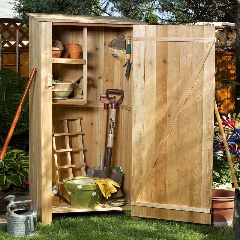 Ardoin 3 ft. W x 2 ft. D Solid Wood Vertical Tool Shed