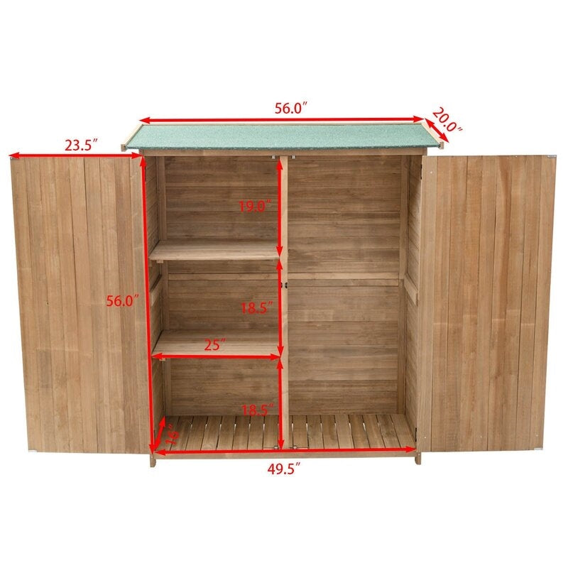 1 ft. 8 in. W x 4 ft. 8 in. D Solid Wood Vertical Tool Shed