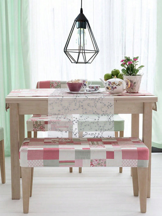 1pc Linen Table Runner, Elegant Christmas Table Decor With Golden Metal Organza Star, Suitable For Special Occasions, Christmas Decoration, Room Decor, Wedding Decor Multicolor