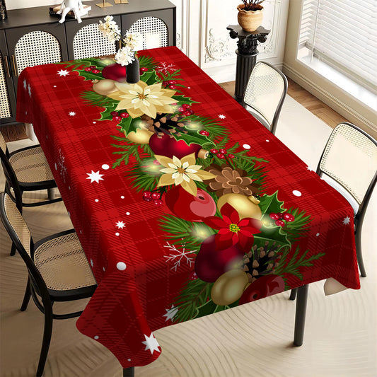 1pc, Simple And Minimalist Christmas Dining Tablecloth, Dust-proof And Easy to Clean, Holiday Gatherings Both Indoors And Outdoors