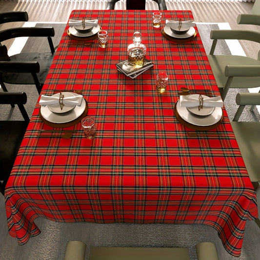 Christmas Plaid Tablecloth - Festive Red & Black Buffalo Check, Polyester - Perfect for Holiday Dining & Decor - For Christmas Parties & Gatherings - Ideal Gift for Home Decor Lovers