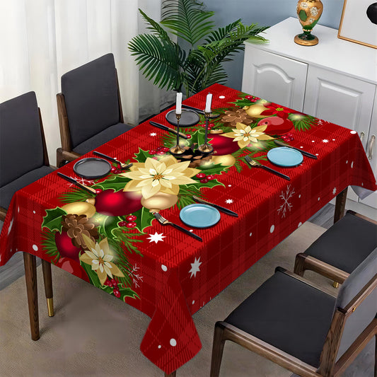 1pc, Simple And Minimalist Christmas Dining Tablecloth, Dust-proof And Easy to Clean, Holiday Gatherings Both Indoors And Outdoors