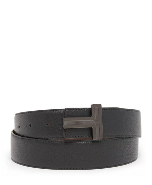T Buckle Reversible Leather Belt, 35mm