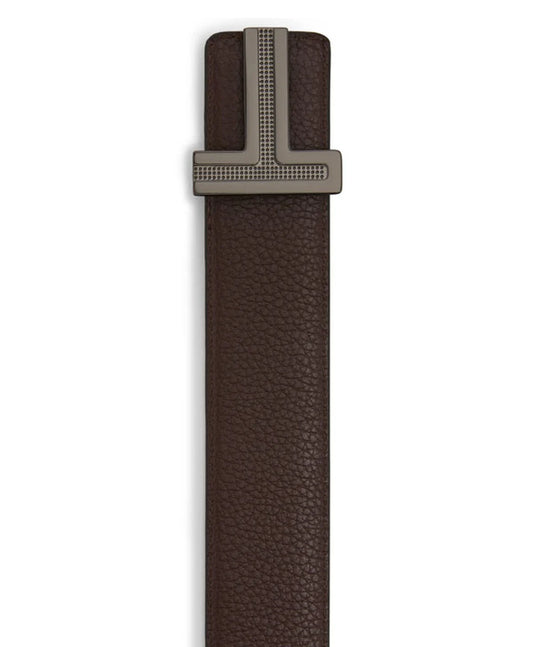 T Buckle Reversible Leather Belt, 35mm
