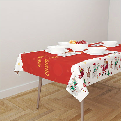 1pc Christmas Festive Disposable Tablecloth - Machine-Woven Plastic PE Rectangular Table Cover for Anniversary & Holiday Party Decor, Various Patterns - 183 x 137cm - For Festive Gatherings - Perfect Gift for Hostess & Party Lovers