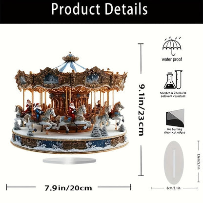 Bohemian Santa Claus Acrylic Carousel Music Box - Perfect Christmas Gift for Home & Office Decor, Multi-Functional Desktop Display