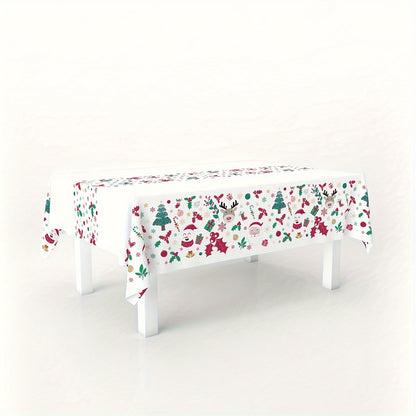 1pc Christmas Festive Disposable Tablecloth - Machine-Woven Plastic PE Rectangular Table Cover for Anniversary & Holiday Party Decor, Various Patterns - 183 x 137cm - For Festive Gatherings - Perfect Gift for Hostess & Party Lovers