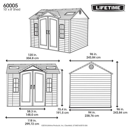 Side 10 ft. W x 8 ft. D Plastic Storage Shed