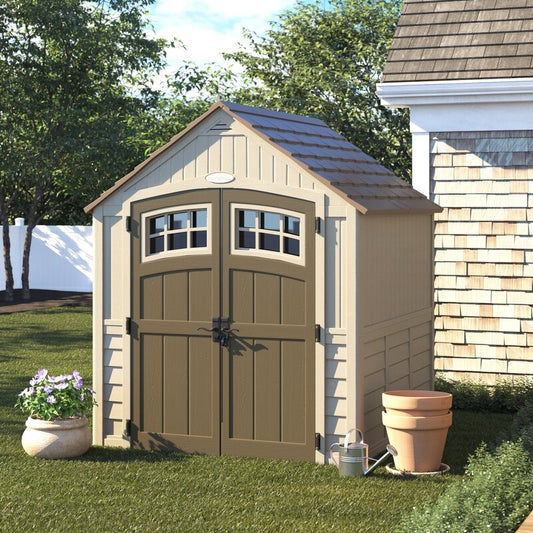 Outdoor Sutton 7 1/2 ft. W x 7 ft. D Resin Storage Shed