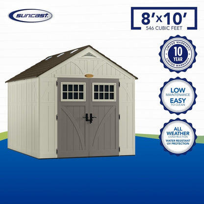 Outdoor Vanilla 8 ft. W x 10 ft. D Plastic Storage Shed