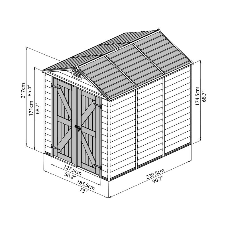 SkyLight 6 ft. W x 7.5 ft. D Polycarbonate Storage Shed